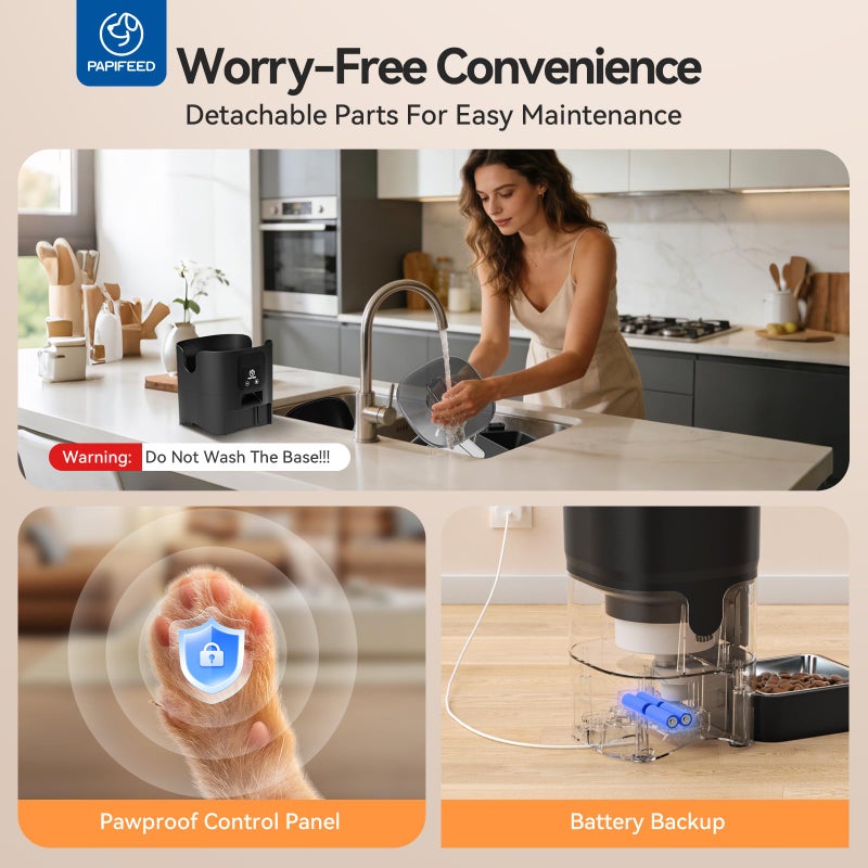 PAPIFEED Automatic Cat Feeder,Camera 1080P HD - 6L Pet Feeder, 2.4/5G WiFi Smart App Control, Bluetooth Assist Link,Wide-Angle Lens,Automatic Feeder for Small and Medium-Sized Pets (WiFi 2.4G) - Image 4