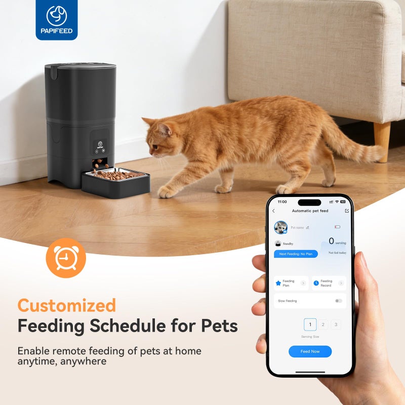 PAPIFEED Automatic Cat Feeder,Camera 1080P HD - 6L Pet Feeder, 2.4/5G WiFi Smart App Control, Bluetooth Assist Link,Wide-Angle Lens,Automatic Feeder for Small and Medium-Sized Pets (WiFi 2.4G) - Image 3