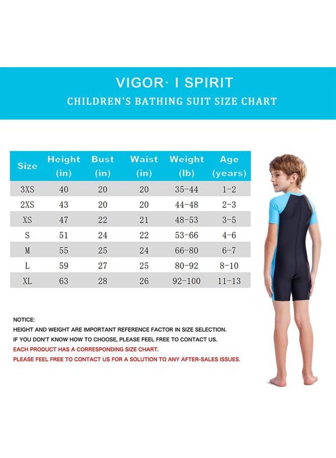 karrack Girls and Boys One Piece Rash Guard Swimsuit Kid Water Sport Short Swimsuit UPF 50+ Sun Protection Bathing Suits (Size 11-13Years) Black- Blue - Image 4