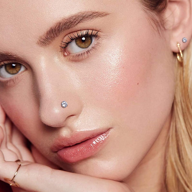 LFZFCXCYou 12 Pcs Gold Surgical Steel Nose Rings Studs Set for Women 20G Nose Piercing Stud 14K Gold Nose Studs Set Jewelry for Women Men Nose Piercings Jewelry Gift Piercing Jewelry 0.8mm - Image 4