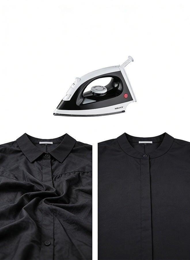 سوكاني مكواة ملابس بخارية (مكوى/كاوية) - 1400 واط، قاعدة مانعة للانزلاق، سعة ماء 100 مل، دفع بخار 60 جرام/دقيقة، درجة حرارة قابلة للتعديل، فتحة بخار لتوزيع الحرارة بشكل متساوٍ - SK-11064 أسود - Image 5