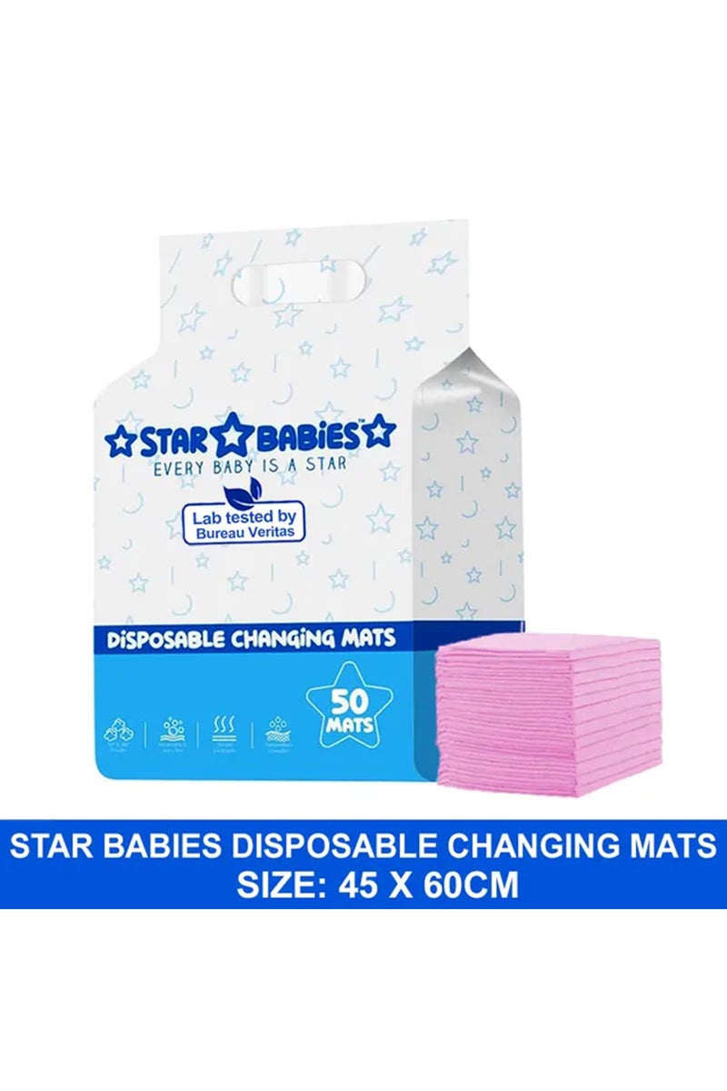 Star Babies - Disposable Changing Mat - Pack of 50 - Pink - Image 2