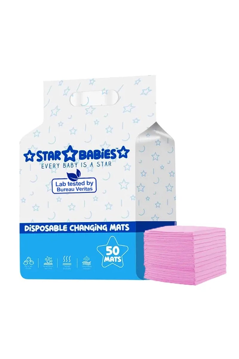 Star Babies - Disposable Changing Mat - Pack of 50 - Pink - Image 1
