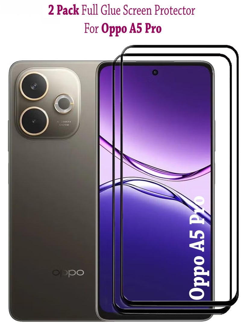 2 Pack Oppo A5 Pro Screen Protector | Tempered Glass Compatible with Oppo A5 Pro | Screen Protector Full HD Quality Tempered Glass Anti-Scratch Edge to Edge Coverage with Easy Installation Kit - Black - Image 1