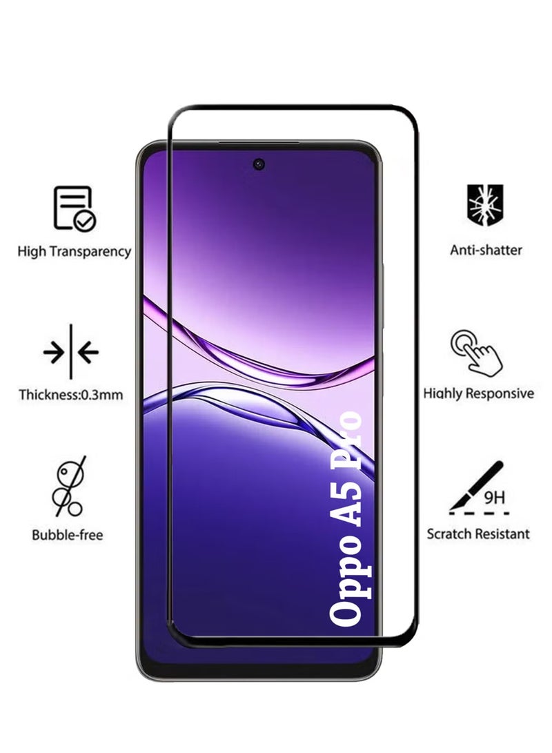 2 Pack Oppo A5 Pro Screen Protector | Tempered Glass Compatible with Oppo A5 Pro | Screen Protector Full HD Quality Tempered Glass Anti-Scratch Edge to Edge Coverage with Easy Installation Kit - Black - Image 2