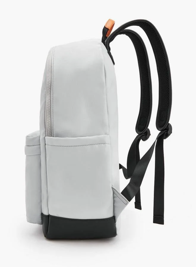 Lee Cooper GREY Logo Applique School Backpack With Zip Closure  | Best Price UAE