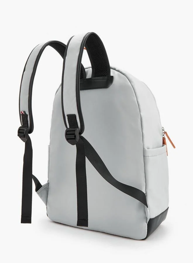 Lee Cooper GREY Logo Applique School Backpack With Zip Closure  | Best Price UAE
