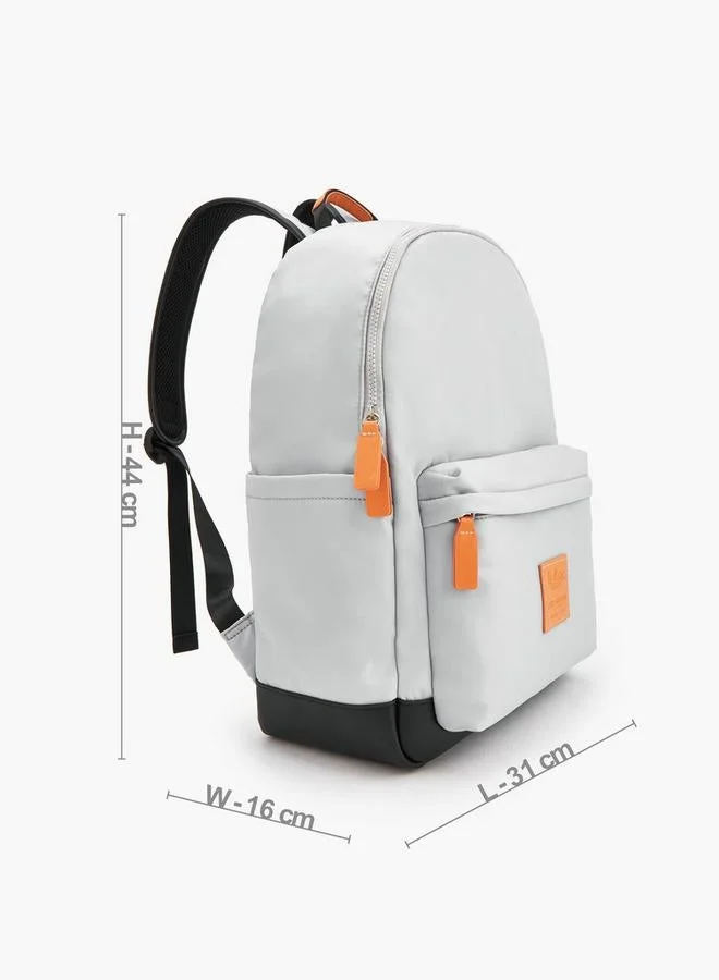Lee Cooper GREY Logo Applique School Backpack With Zip Closure  | Best Price UAE