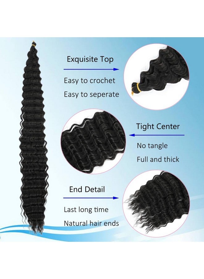 JQM Curly Braiding Hair 30 Inch Ocean Wave Crochet Hair For Black Women Long Deep Wave Wet And Wavy Braiding Hair For Boho Braids (1B Natural Black 30 Inch (Pack Of 2)) - Image 3