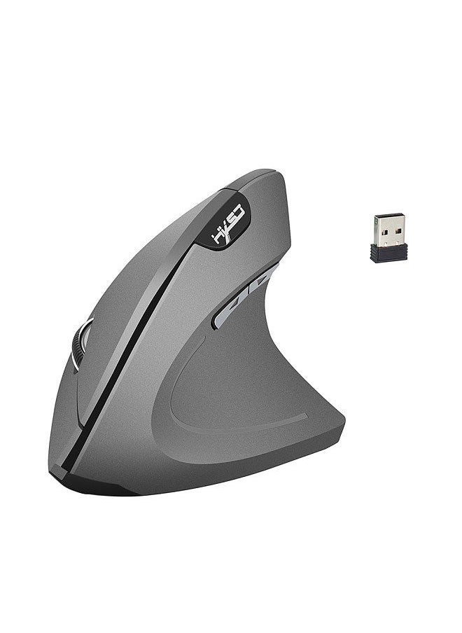HXSJ - T24 2.4G Wireless Mouse Vertical Ergonomic Mouse with USB Receiver Replacement for Notebook PC Laptop Macbook Grey - Image 1