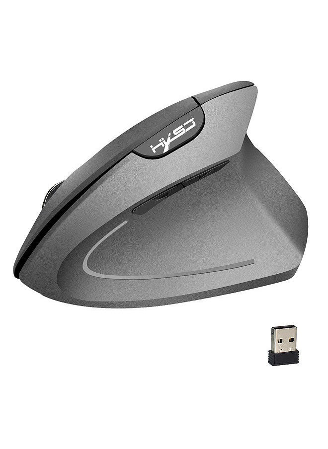HXSJ - T24 2.4G Wireless Mouse Vertical Ergonomic Mouse with USB Receiver Replacement for Notebook PC Laptop Macbook Grey - Image 1