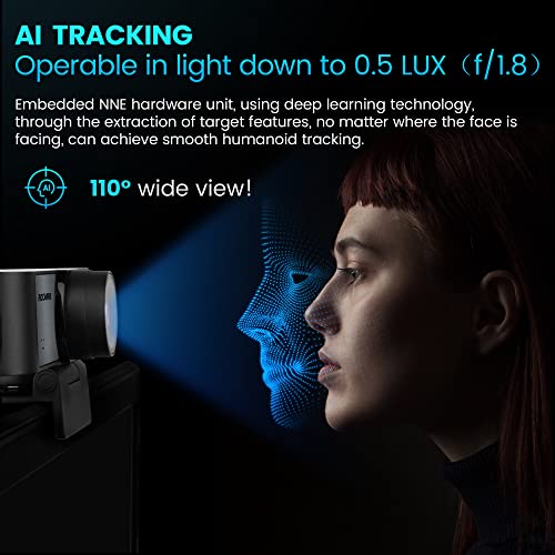 ROCWARE 4K Webcam with Remote, RC16 Computer Camera with Microphone,1080p 60fps FHD,AI Tracking,Privacy Cover, WDR,110°FOV,8X Digital Zoom,Streaming Camera for PC/Meeting/Teaching/Zoom - Image 5