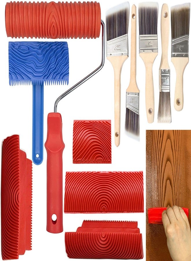 XDONEF Wood Grain Tool, 11pcs Wood Graining Tool Set 7" Wood Grain Roller Wood Grain Painting Tool Natural Woodgrain Maker Paint Look Like Wood for Wall Room Decoration - Image 1