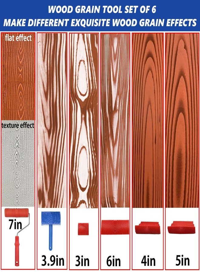 XDONEF Wood Grain Tool, 11pcs Wood Graining Tool Set 7" Wood Grain Roller Wood Grain Painting Tool Natural Woodgrain Maker Paint Look Like Wood for Wall Room Decoration - Image 2