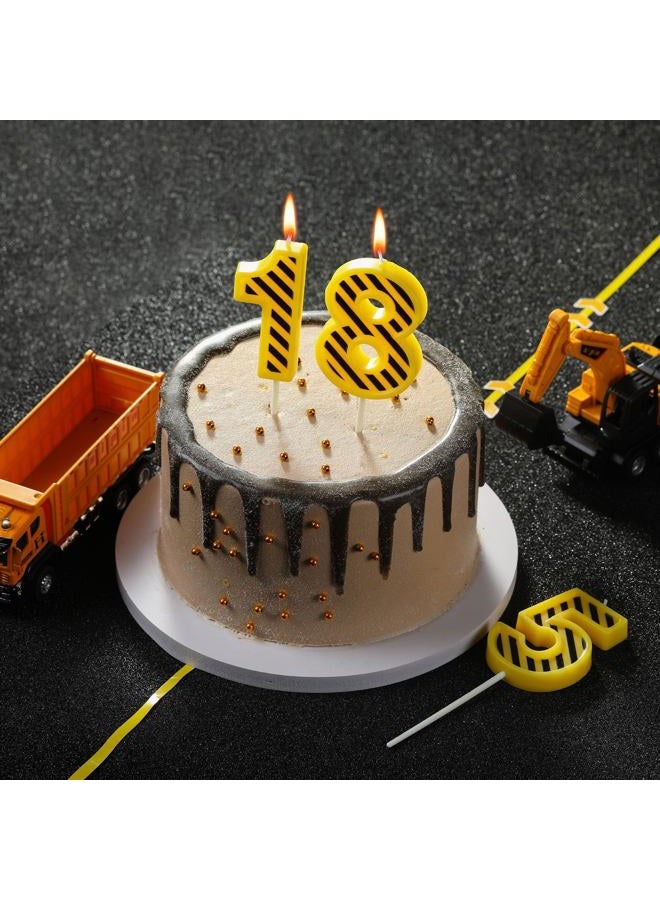 PHD CAKE 2.76 Inch Number 3 Construction Birthday Candles, Yellow and White Stripes Number Candles, Cake Number Candles, Party Celebration, Style Candle - Image 3
