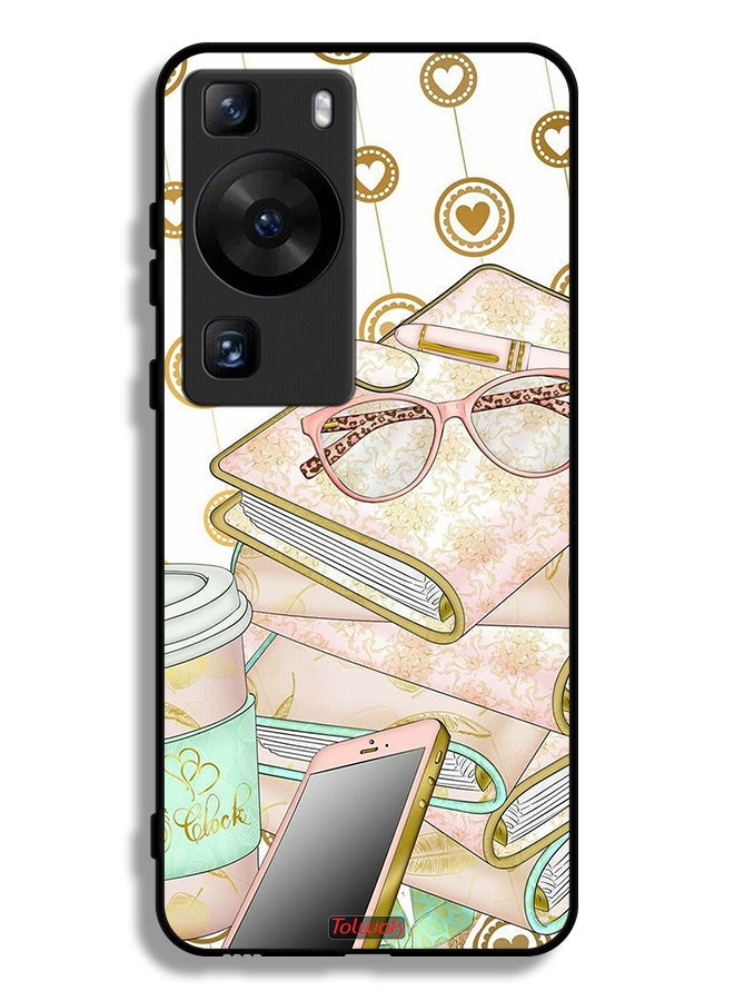 Tolwak Huawei P60 Protective Case Cover Glasses On Books - Image 1