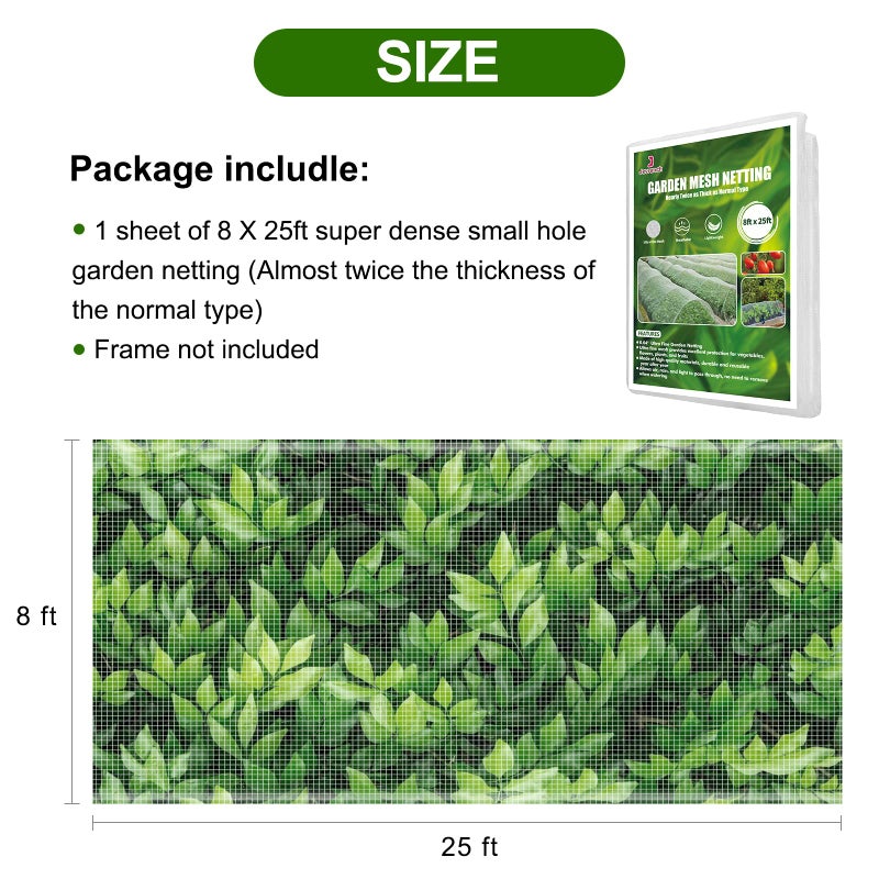Jevrench Garden Netting, Jevrench Durable Ultra Fine Garden Netting, Garden Plant Cover Row Cover Makes Plants, Vegetables, Fruits, and Flowers Grow Better (8ft x 25ft) - Image 2