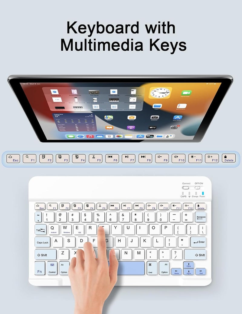 Nsyee Wireless Keyboard and Mouse Combo, Rechargeable Bluetooth Keyboard & Wireless Mouse with 2.4 GHz Wireless USB Receiver, Compatible with iPad, Smartphone, PC, Laptop, Windows/iOS/Android, - Image 3