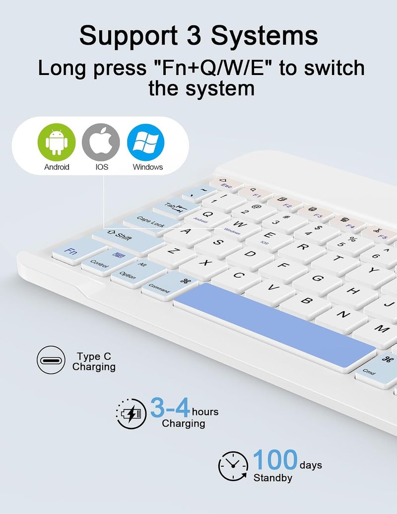 Nsyee Wireless Keyboard and Mouse Combo, Rechargeable Bluetooth Keyboard & Wireless Mouse with 2.4 GHz Wireless USB Receiver, Compatible with iPad, Smartphone, PC, Laptop, Windows/iOS/Android, - Image 4