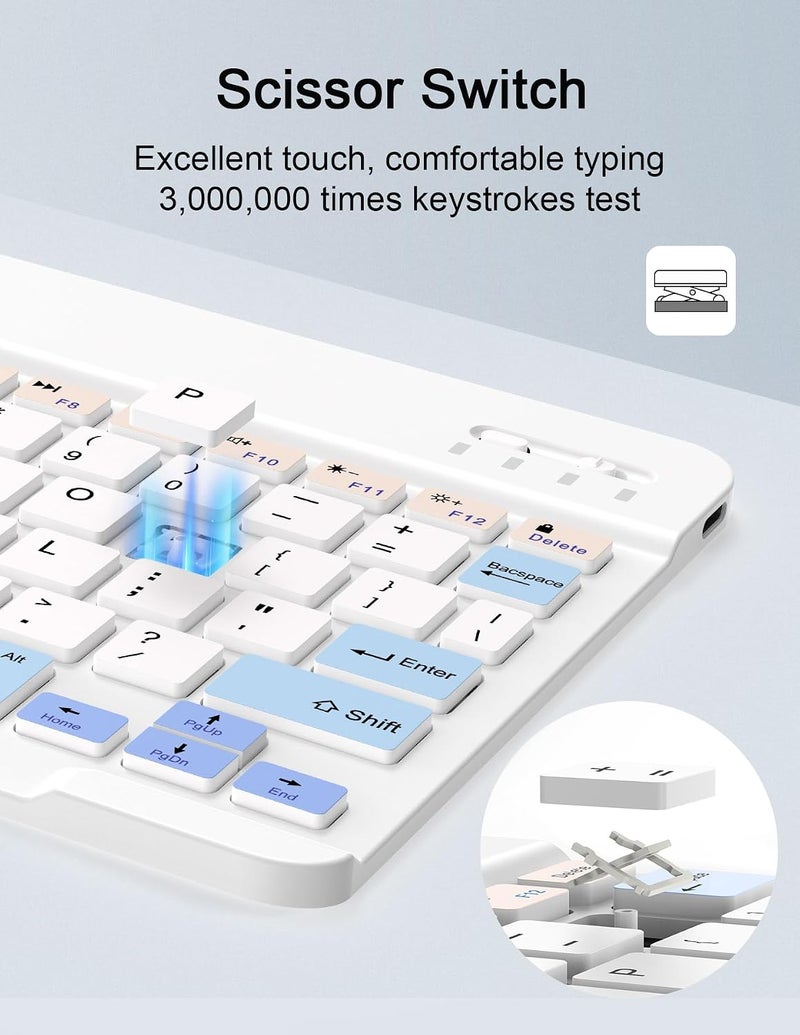 Nsyee Wireless Keyboard and Mouse Combo, Rechargeable Bluetooth Keyboard & Wireless Mouse with 2.4 GHz Wireless USB Receiver, Compatible with iPad, Smartphone, PC, Laptop, Windows/iOS/Android, - Image 5