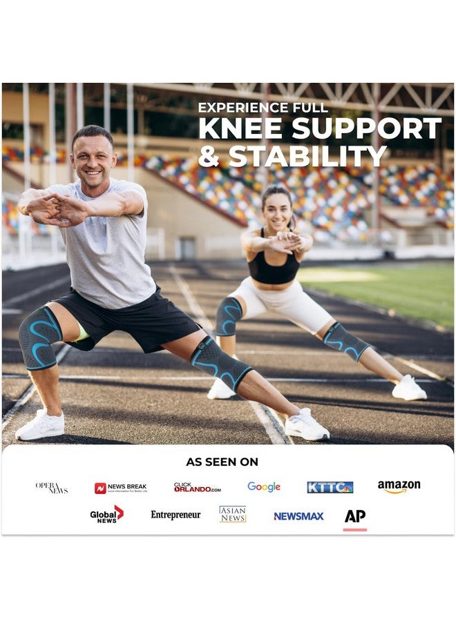 Modvel Compression Knee Brace for Women & Men, 2-Pack Knee Brace for Running Knee Pain, Knee Support Compression Sleeve, Workout Sports Knee Braces for Meniscus Tear, ACL & Arthritis Pain Relief - Image 3
