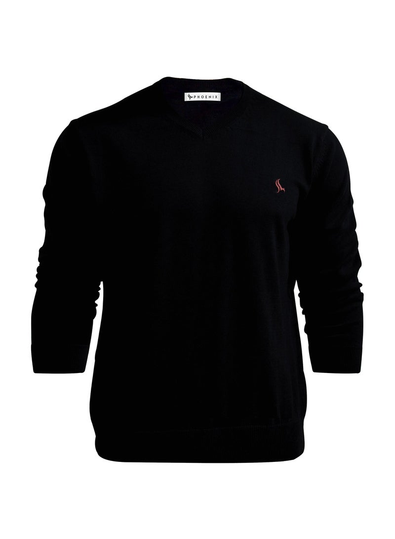 Phoenix PHOENIX Black Cotton Men's Pullover V Neck - Image 2