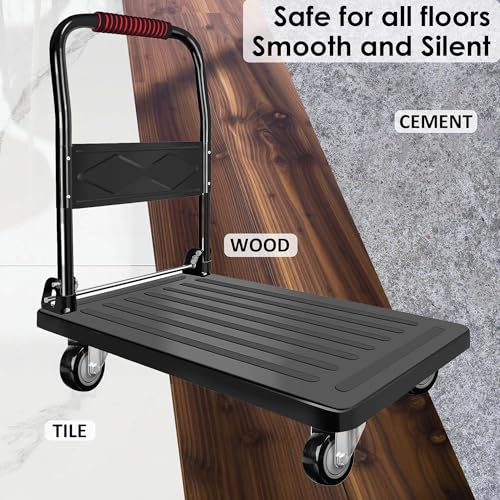 Finnhomy 3 Inch Swivel Casters Wheels Set of 4 Heavy Duty Plate Casters Premium Polyurethane PU Wheels for Furniture/Workbench Load Bearing 2,200 Lbs Anti-wear Smooth Casters Black (Free Screws) - Image 4