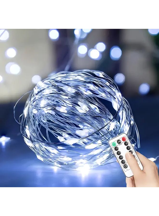 ضوء أبيض 100 لمبة LED 10 متر قابل للتحكم عن بعد يعمل بالبطارية سلسلة أضواء خرافية - Image 2