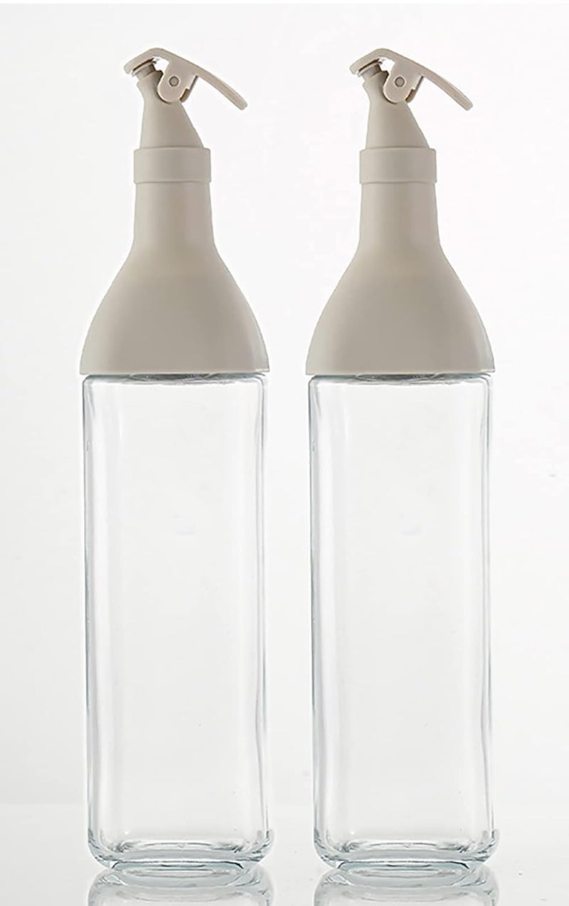 pepplo Glass Olive Oil Dispenser Bottles 500ml Clear Vinegar Cruet with Pourers and Funnel for Kitchen Olive Oil & Vinegar Dispenser Glass Cruet Bottle for Kitchen(Grey, Set of 2) - Image 1