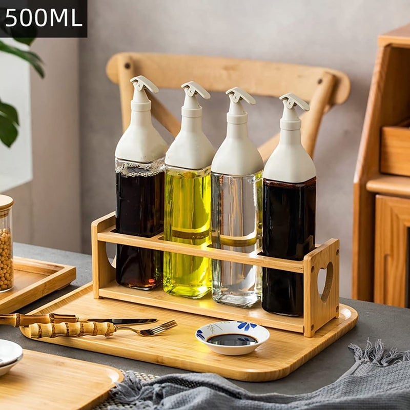 pepplo Glass Olive Oil Dispenser Bottles 500ml Clear Vinegar Cruet with Pourers and Funnel for Kitchen Olive Oil & Vinegar Dispenser Glass Cruet Bottle for Kitchen(Grey, Set of 2) - Image 3