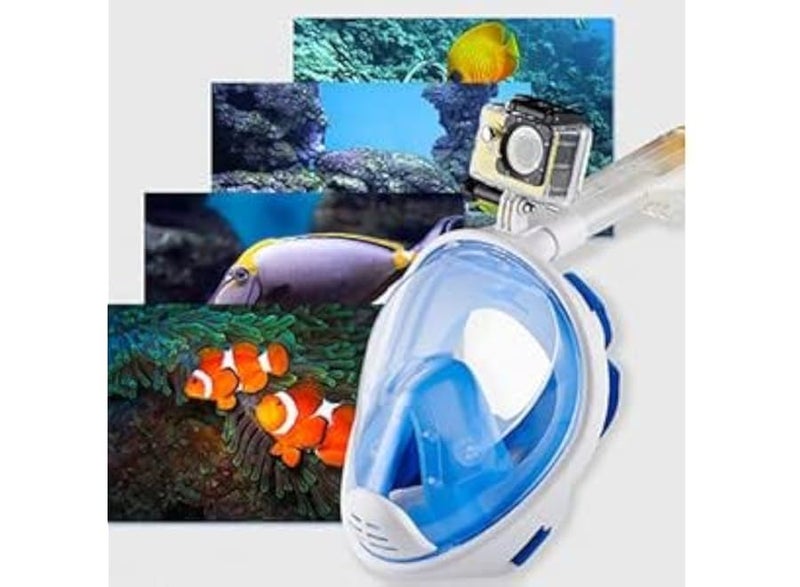 Full-face diving mask for children and adults, underwater diving equipment with camera mount, 180-degree panoramic diving mask with waterproof bag, Mojath diving set (multicolor, large/extra large) - Image 3