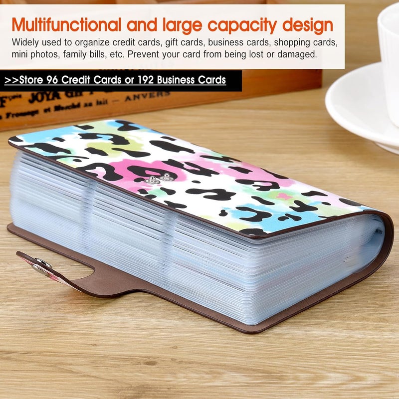 Romozi RFID Credit Card Holder, Leather Business Card Organizer with 96 Card Slots, Credit Card Case for Managing Your Different Cards and Important Documents to Prevent Loss or Damage (Leopard Print) - Image 4