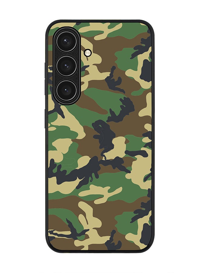 Stylizedd Rugged Black edge case for Samsung Galaxy S24 FE, Slim fit Soft Case Flexible Rubber Edges Anti Drop TPU Gel Thin Cover -  Jungle Camo - Image 1