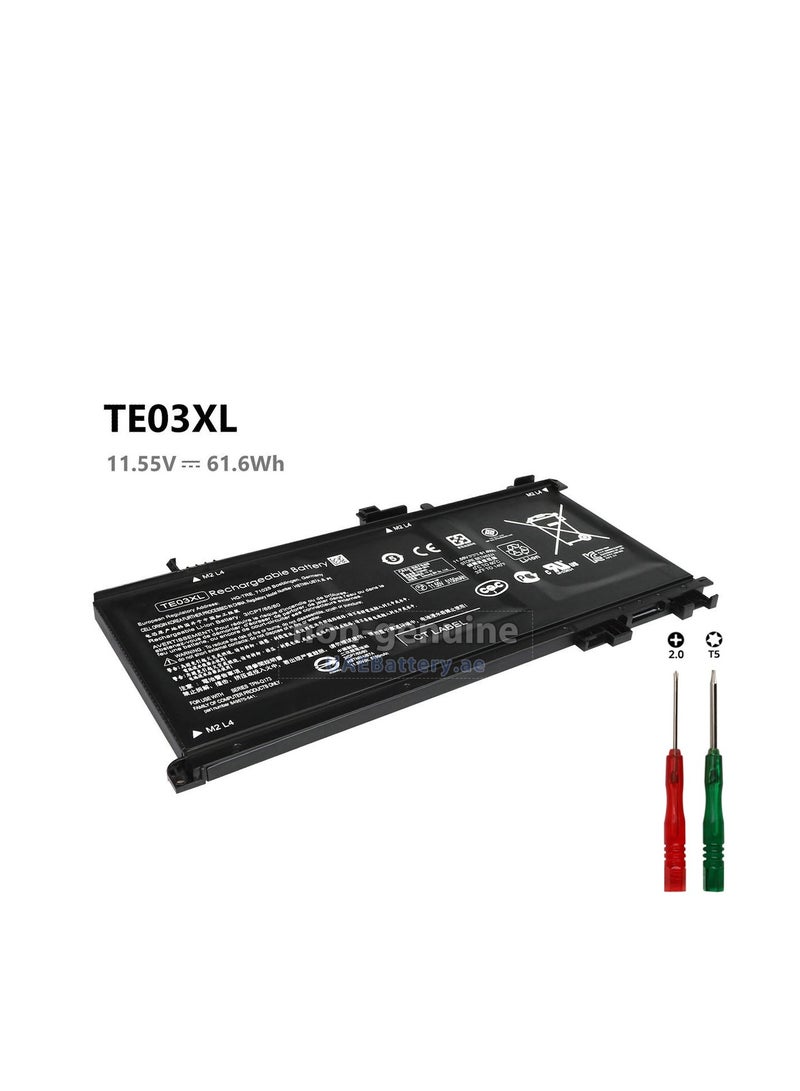Terabyte بطارية TE03XL 11.55V 61.6Wh متوافقة مع HP OMEN 15-ax012TX إلى 15-ax050TX، HP Pavilion 15-bc001TX إلى 15-bc045TX P/N: 849910-850 849570-541 HSTNN-UB7A TPN-Q173 - Image 3
