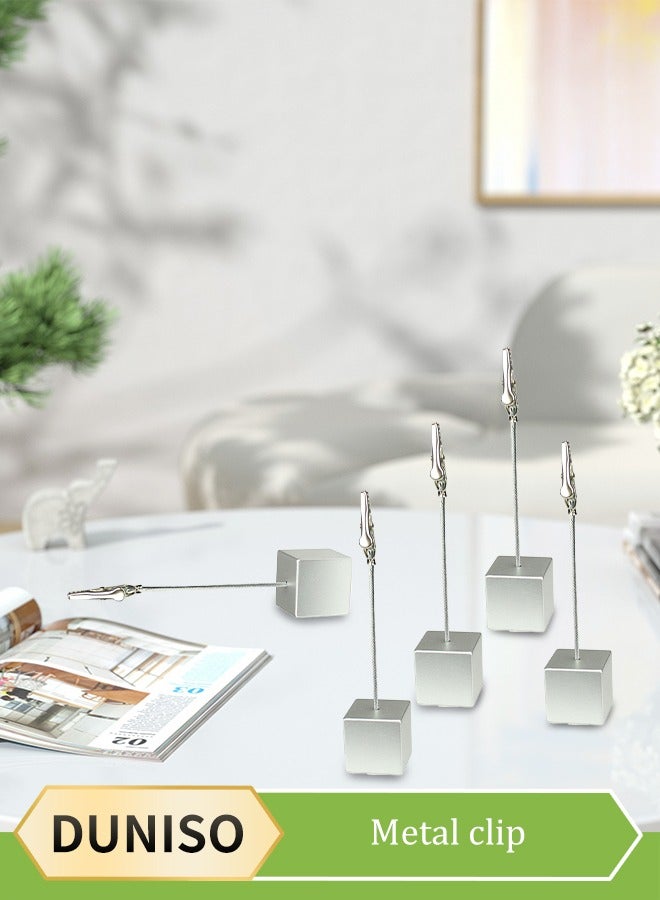 10PCS Place Card Holder Memo Clip Photo Table Number Silver Holder Stand Paper Menu Stand with Crocodile Clip Hotel Desktop Message Photo Clip Used for Photo Office Wedding Party Decoration - Image 1