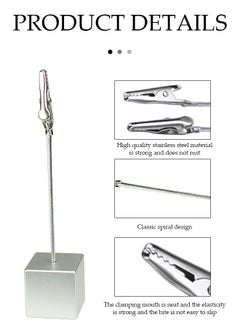 Generic 10PCS Place Card Holder Memo Clip Photo Table Number Silver Holder Stand Paper Menu Stand with Crocodile Clip Hotel Desktop Message Photo Clip Used for Photo Office Wedding Party Decoration  - Image 3