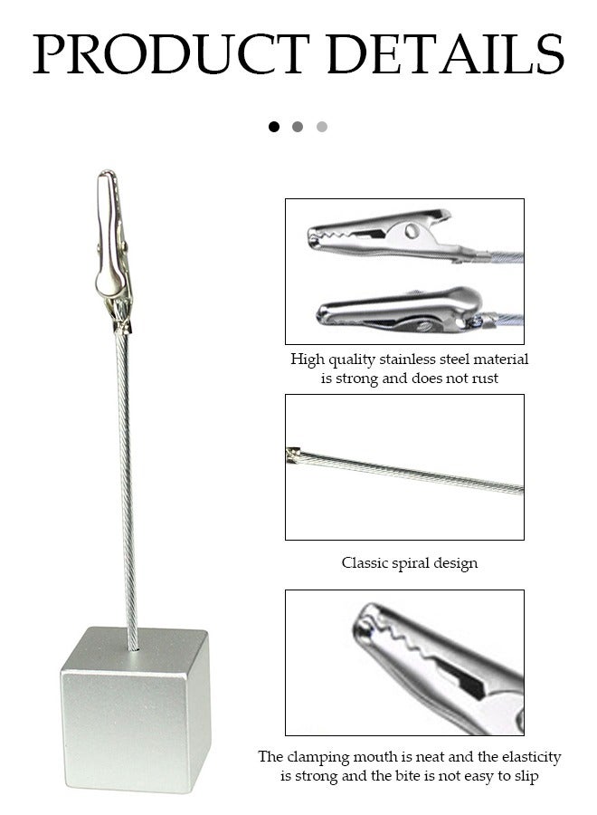 10PCS Place Card Holder Memo Clip Photo Table Number Silver Holder Stand Paper Menu Stand with Crocodile Clip Hotel Desktop Message Photo Clip Used for Photo Office Wedding Party Decoration - Image 3