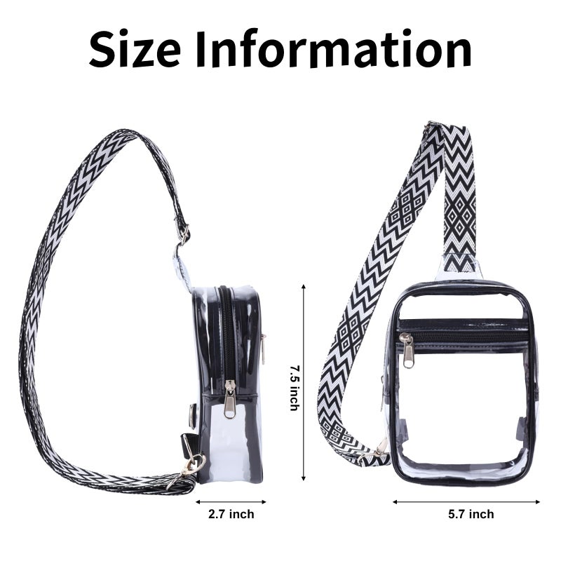COVAX Clear Sling Bag, Clear Bag Stadium Approved, Crossbody Fanny Pack for Women Men, Fashion Chest Bag for Festivals, Concerts, Sports Events (Small) - Image 4