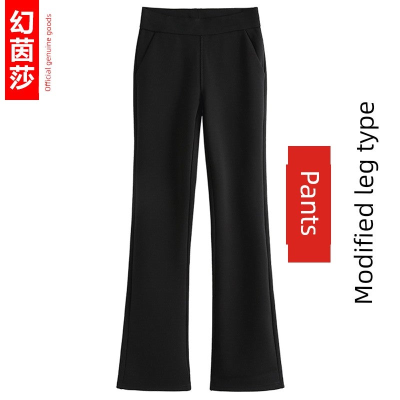 Black flared pants for children's spring and autumn 2025 new short casual suit pants nine-minute mother bell-bottom pants - Image 2