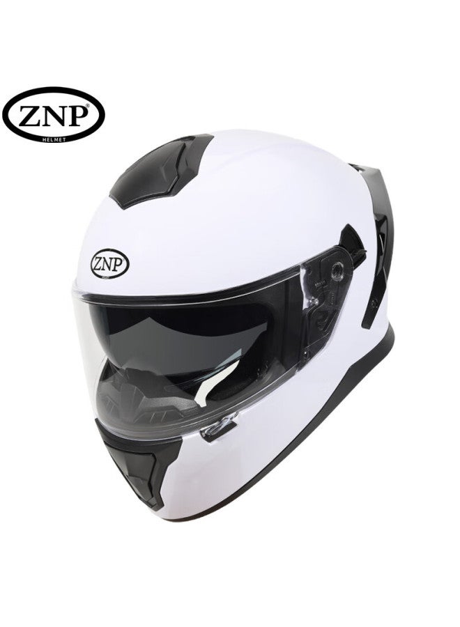 Znp 928 Dual Lens Motorcycle Helmet Winter Warm Men And Women Four Seasons Full Face Helmet Pearl White M - Image 1