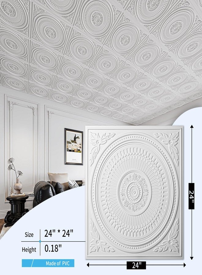 آرت3d مجموعة من 12 بلاط سقف معلق من Art3d، مقاس 2×2 قدم، ألواح سقف من مادة PVC سهلة التركيب للمطبخ الداخلي والحمام والبدروم، مقاس 24×24 بوصة، لون أبيض - Image 4