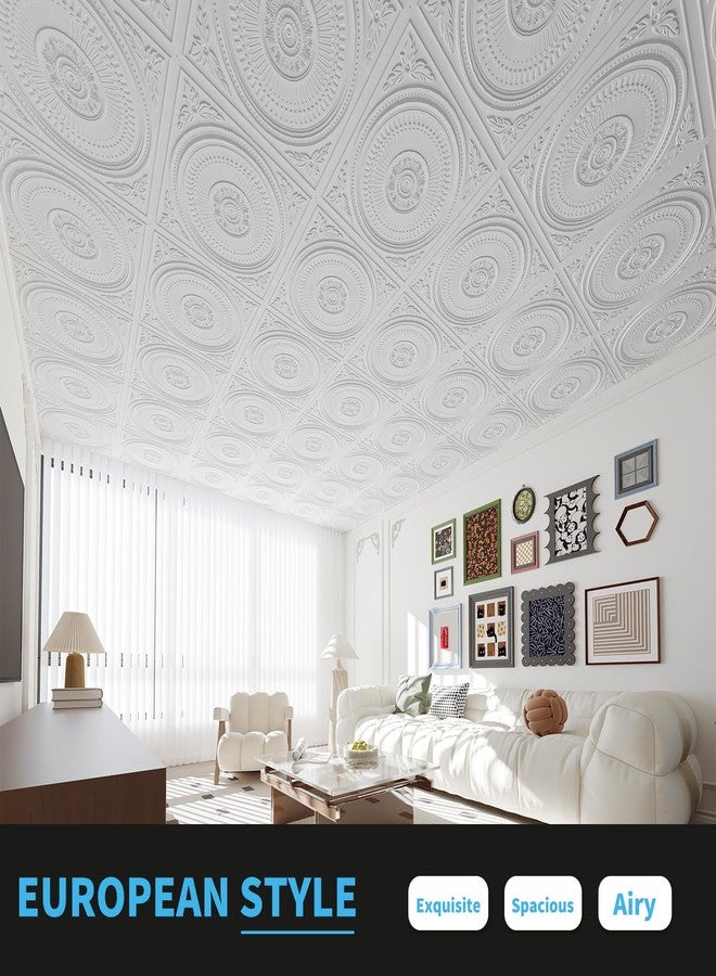 آرت3d مجموعة من 12 بلاط سقف معلق من Art3d، مقاس 2×2 قدم، ألواح سقف من مادة PVC سهلة التركيب للمطبخ الداخلي والحمام والبدروم، مقاس 24×24 بوصة، لون أبيض - Image 2