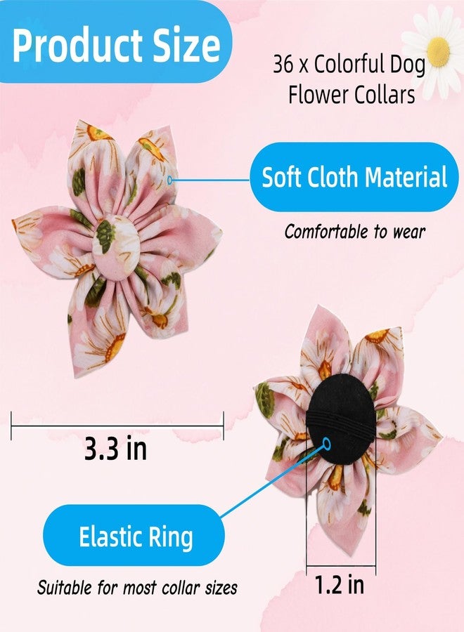 Jowgut 36 Pieces Dog Flower Collars, 8.5 cm/3.3 Inch Adjustable Pet Bow Tie Collar, Multi-color Pet Flower Collar Dog Charms, Floral Accessory for Small Medium Large Cat Puppy Pets - Image 2