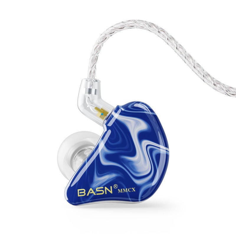 BASN MMCX in Ear Monitor Headphones for Musicians, Professional Triple Driver Earphones with IEM Case and Memory Foam Tips (Ice Blue) - Image 1