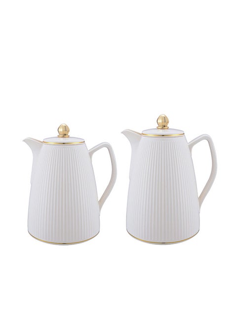 2-Piece Tea/Coffee Flask Set 0.6L & 1L Beige/Gold