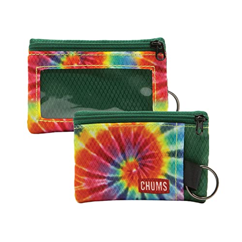 Chums Surfshorts Wallet - Lightweight Zippered Minimalist Wallet with Clear ID Window - Water Resistant with Key Ring (Rainbow Tie Dye) - Image 1