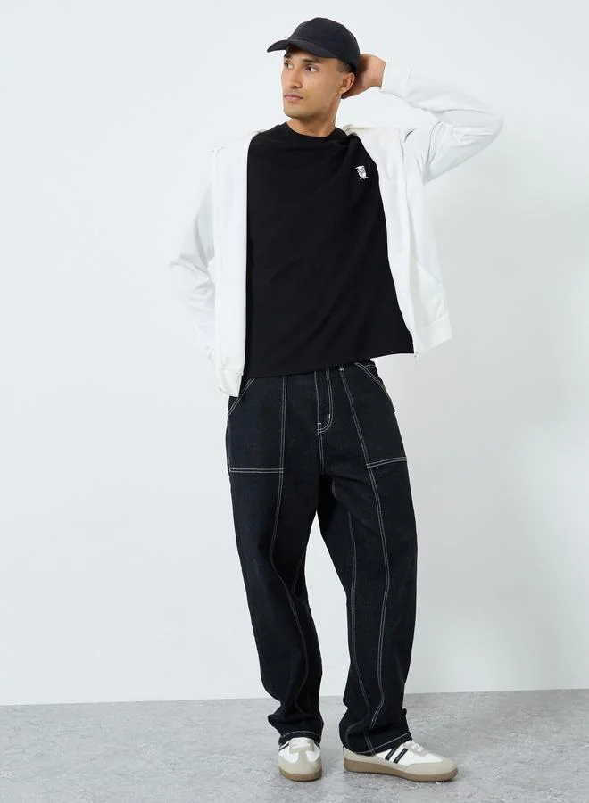 Take Two Take Two Men White Zip Up Hooded Jacket