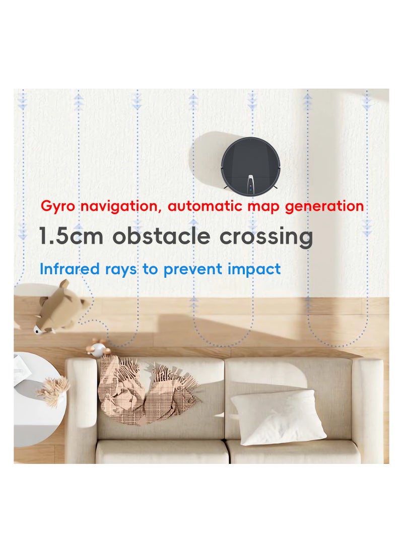 Generic - Utillify Robotic Vacuum Cleaner with Gyro Navigation, 2000Pa Suction, HEPA Filter, Mopping, 120 Runtime, Self-Charging, APP & Voice Control Compatible with Alexa, Google, Siri, 600ml Dustbin - Image 1
