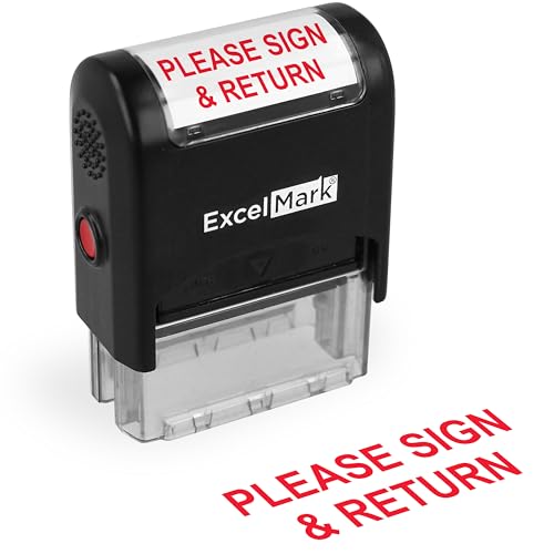 ExcelMark Please Sign and Return Self Inking Rubber Stamp - Red Ink - Image 1
