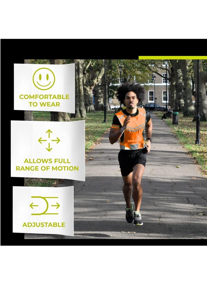 247 Viz Viz Reflective Vest With Inside Pocket & 2 High Visibility Running Safety Bands Neon Orange Medium  - Image 3